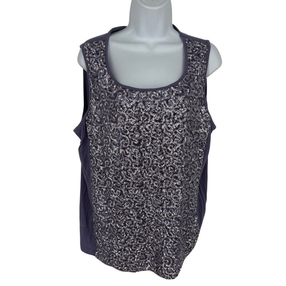 Chicos Sequin Front Purple Tank Top Size 3 US XL